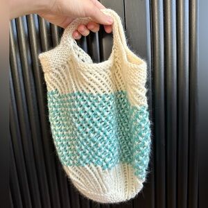 Cream and blue crochet bag!